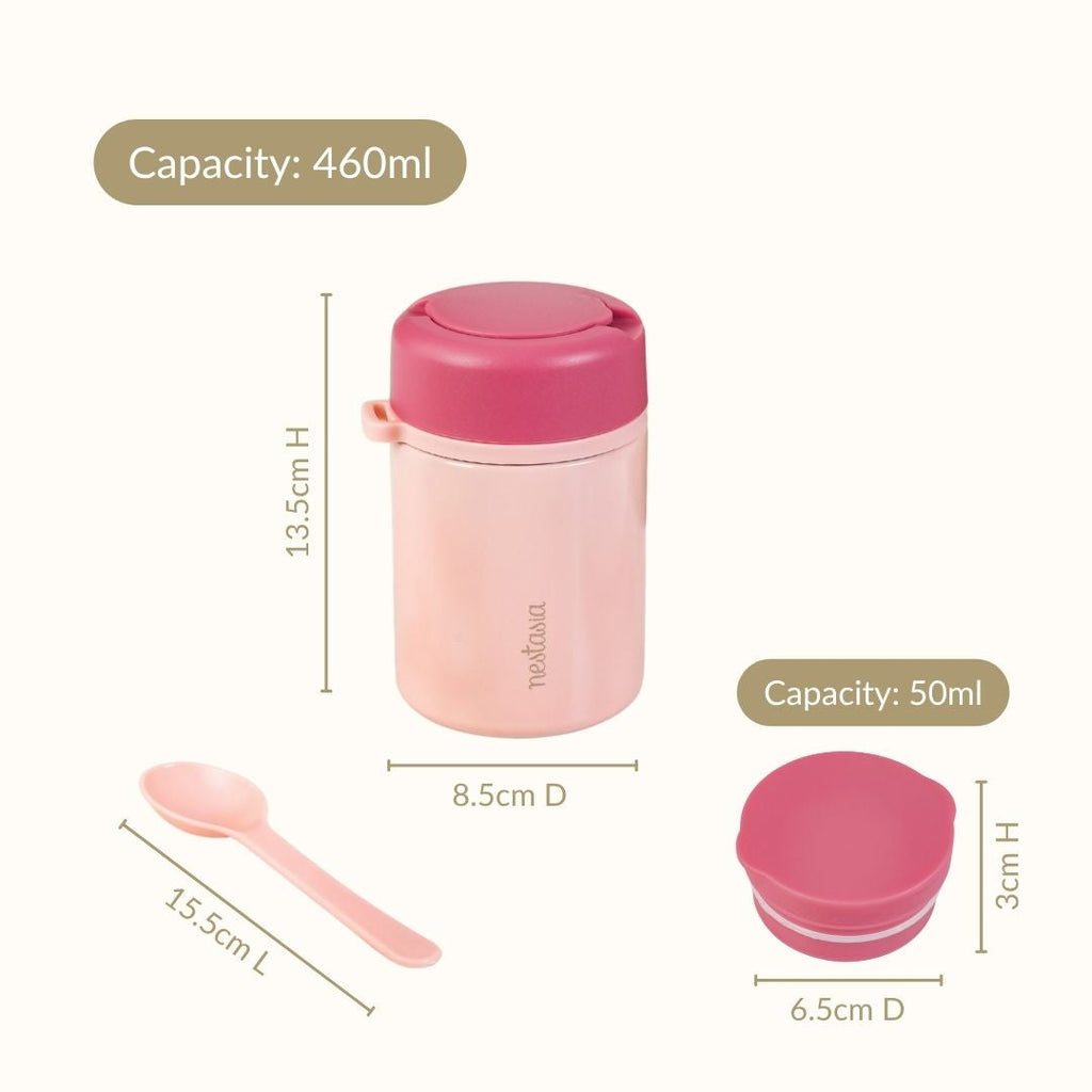 AMPM Portable Jar With Dressing Cup And Spoon Pink 460ml Nestasia