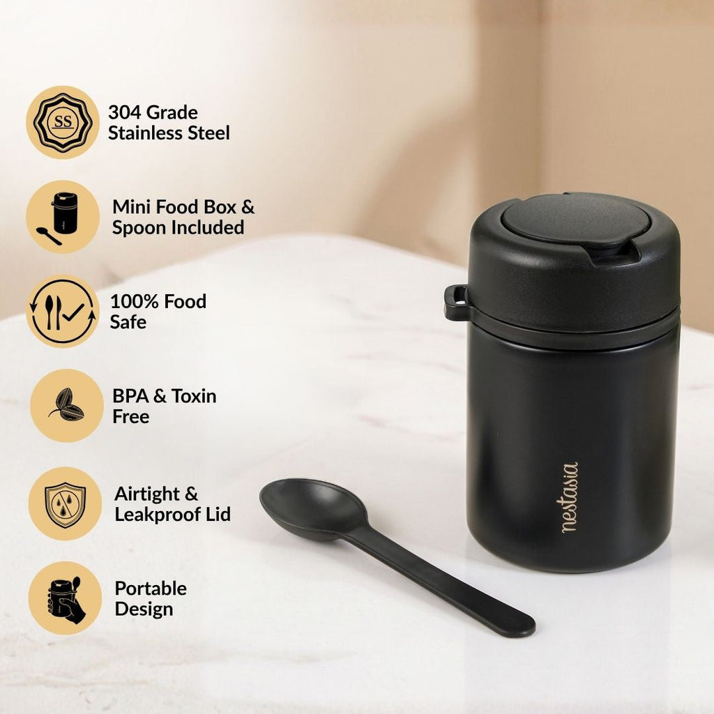 AMPM Portable Jar With Food Box Black 460ml Nestasia