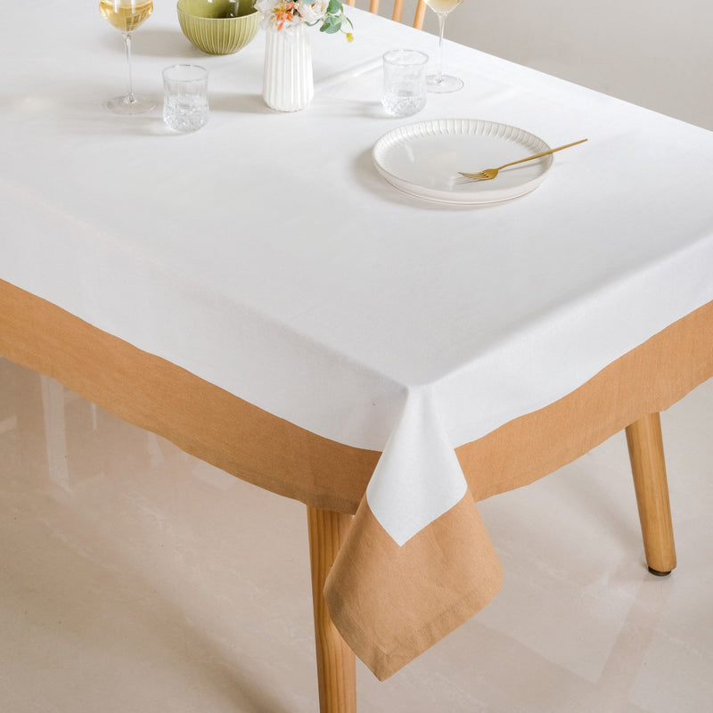 Midori Cotton Tablecloth For 6 Seater In Brown 200x150cm Nestasia