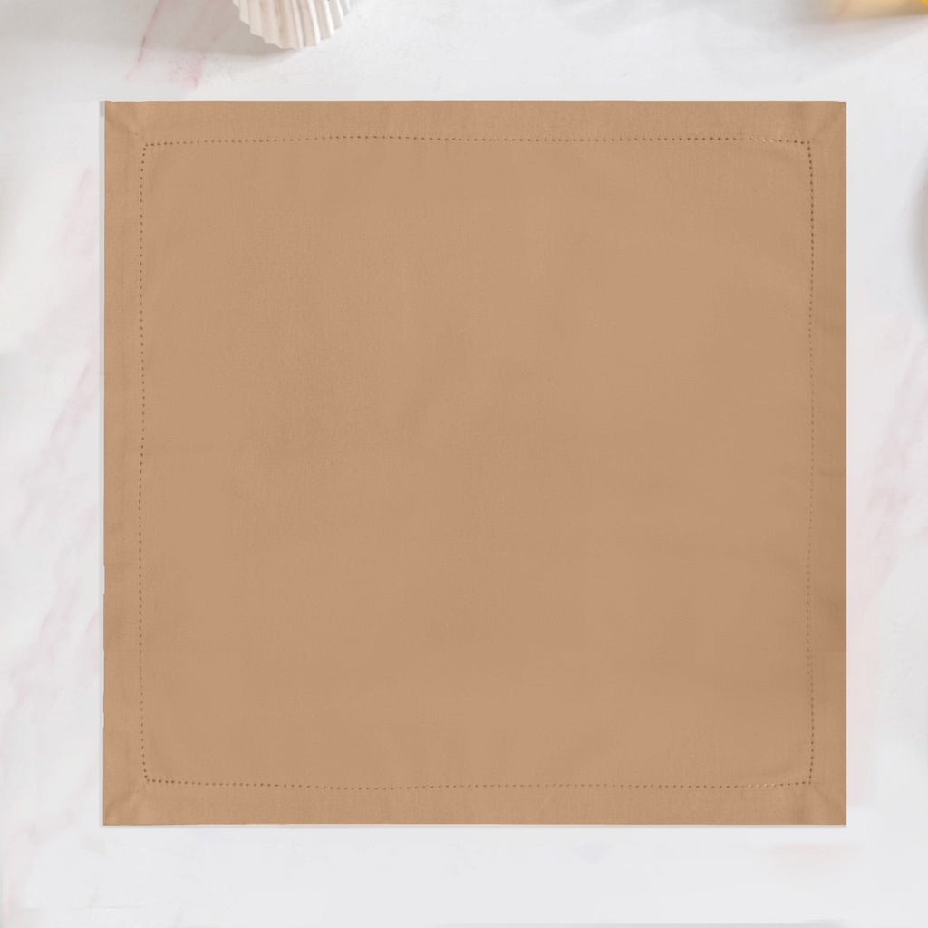 Midori Premium Cotton Hemstitched Dinner Napkins Set Of 6 In Brown Nestasia