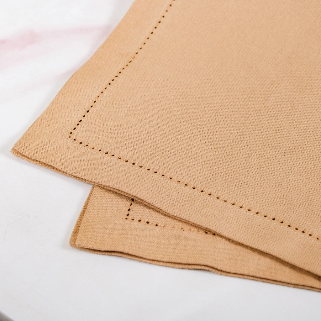 Midori Premium Cotton Hemstitched Dinner Napkins Set Of 6 In Brown Nestasia