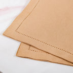 Midori Premium Cotton Hemstitched Dinner Napkins Set Of 6 In Brown Nestasia