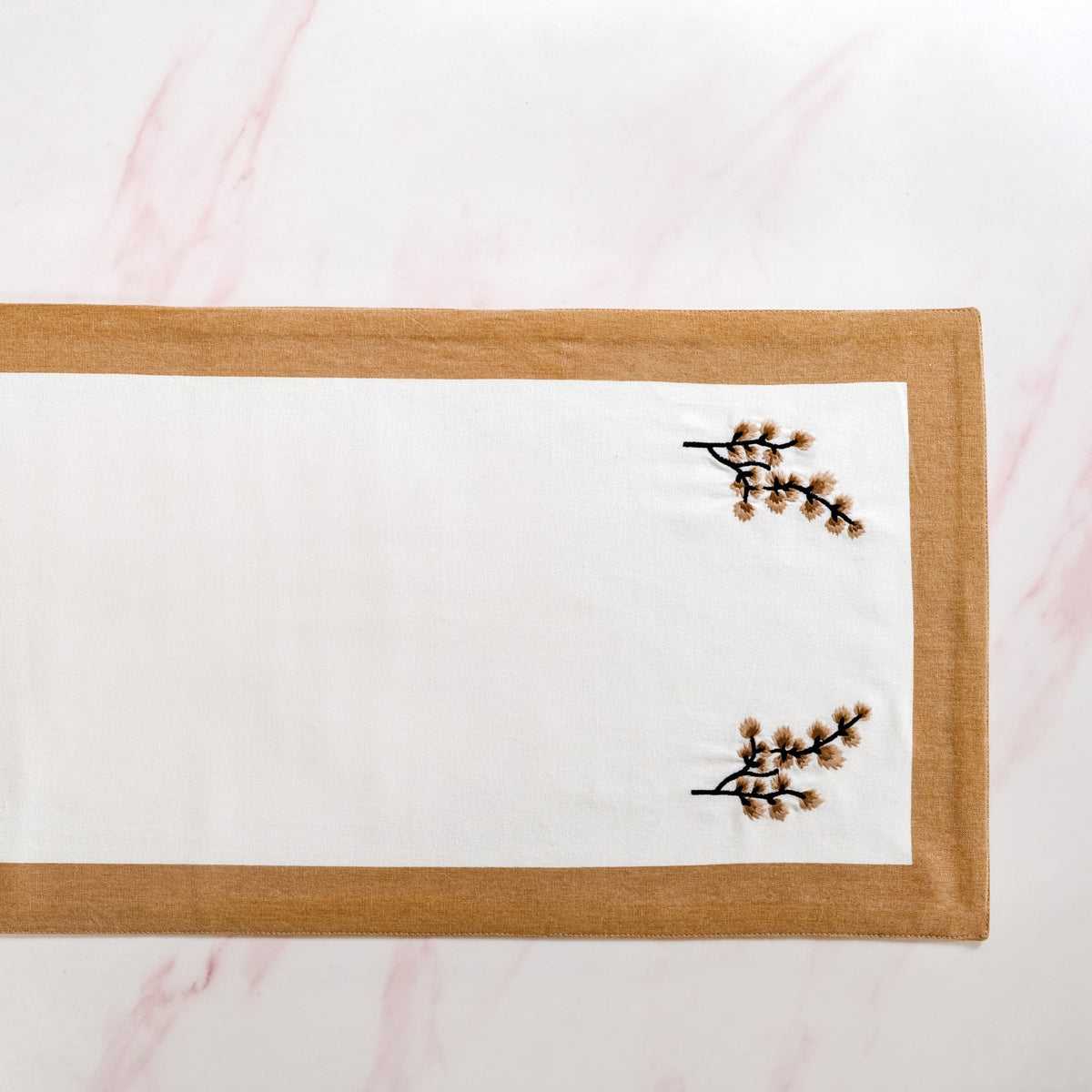 Midori Rustic Charm Cotton Table Runner In Brown 180x36cm Nestasia