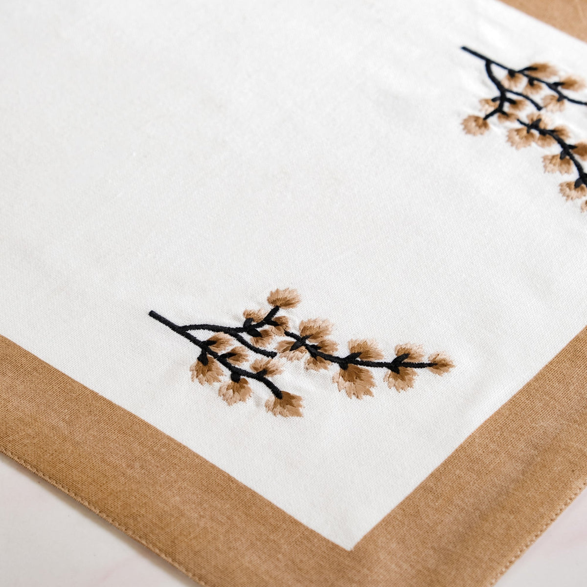 Midori Rustic Charm Cotton Table Runner In Brown 180x36cm Nestasia