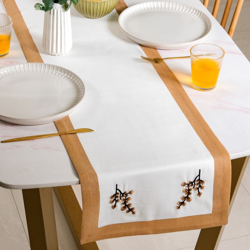 Midori Rustic Charm Cotton Table Runner In Brown 180x36cm Nestasia