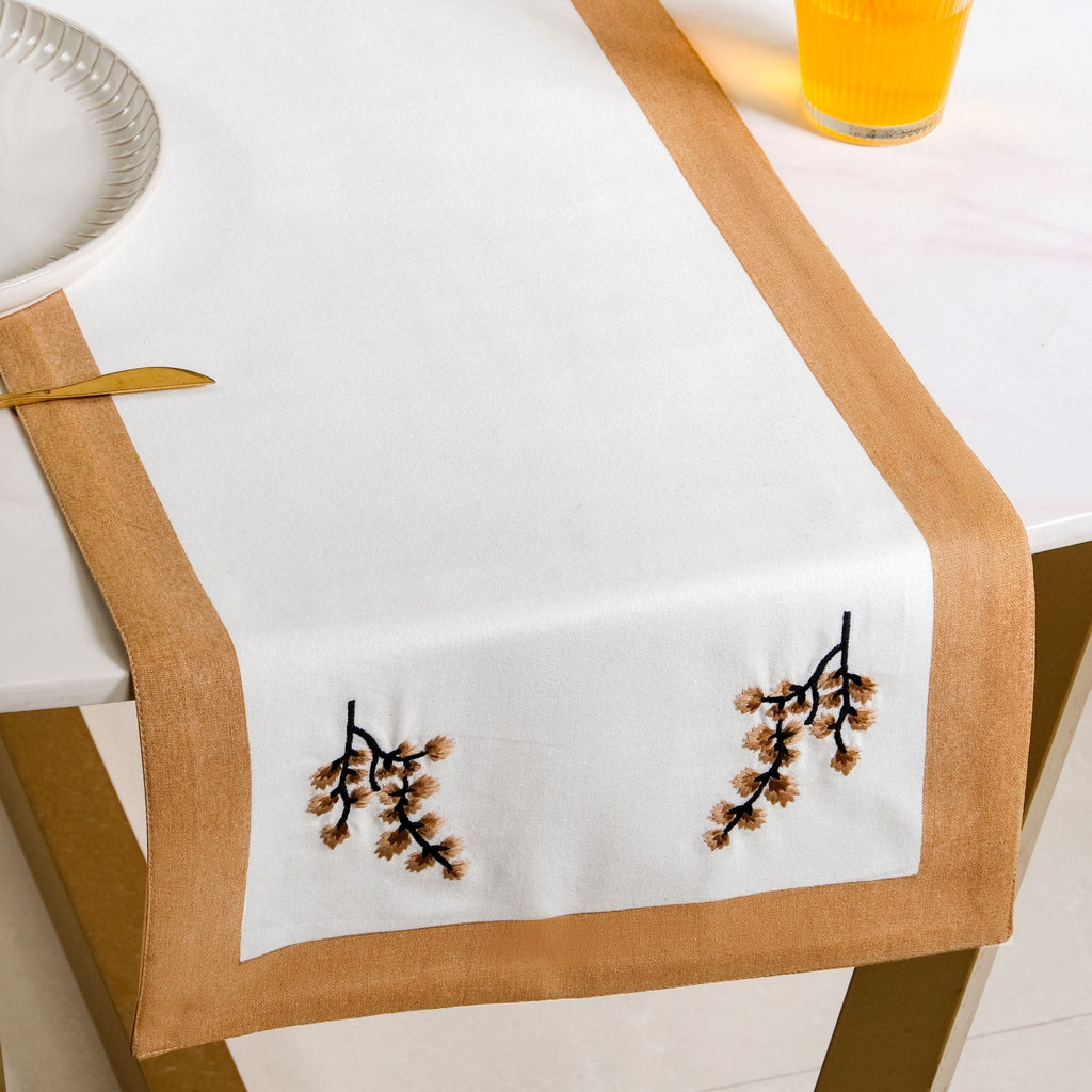 Midori Rustic Charm Cotton Table Runner In Brown 180x36cm Nestasia