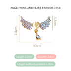 Angel Wing And Heart Brooch Gold Nestasia