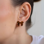 Animal Printed Bow Studs Nestasia
