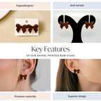 Animal Printed Bow Studs Nestasia