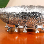 Antique Pure Brass Urli With Silver Polish For Temple 23cm Nestasia