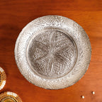 Antique Pure Brass Urli With Silver Polish For Temple 23cm Nestasia