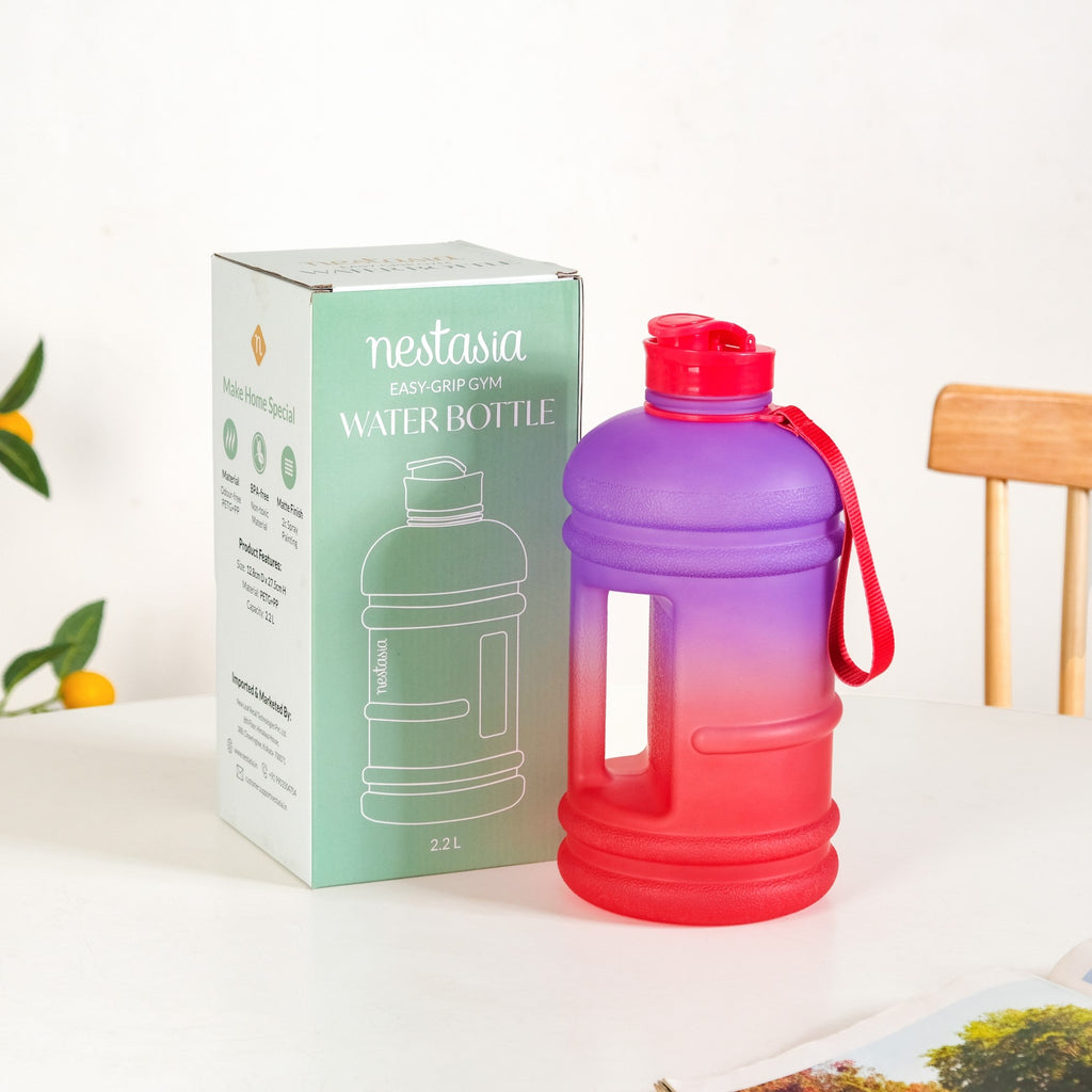 AquaBurst Large Gym Water Bottle With Handle Ombre Purple Red 2200ml Nestasia