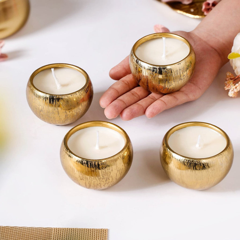 Set Of 4 Festive Delights Gold Scented Candles Nestasia