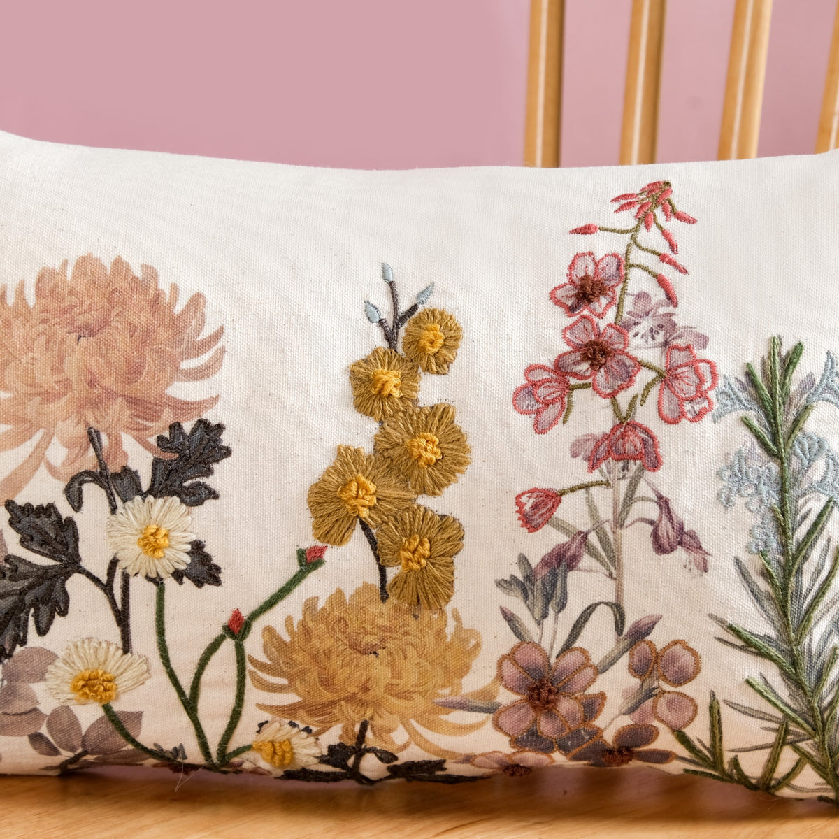 Hand Embroidered Botanica Cotton Cushion Cover 50x30cm Nestasia