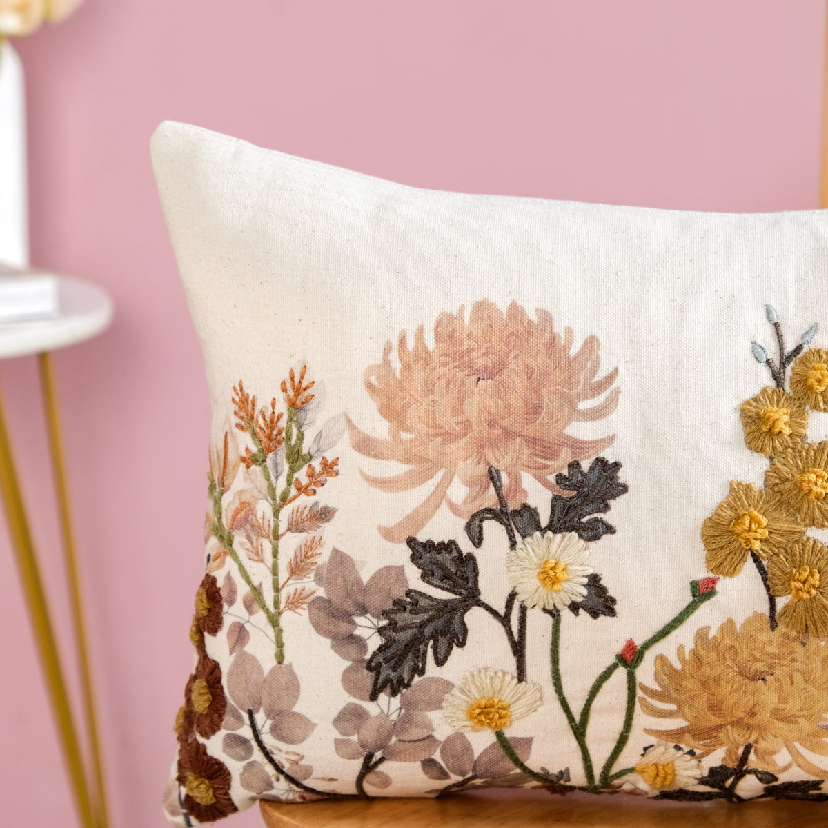Hand Embroidered Botanica Cotton Cushion Cover 50x30cm Nestasia