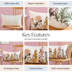 Hand Embroidered Botanica Cotton Cushion Cover 50x30cm Nestasia
