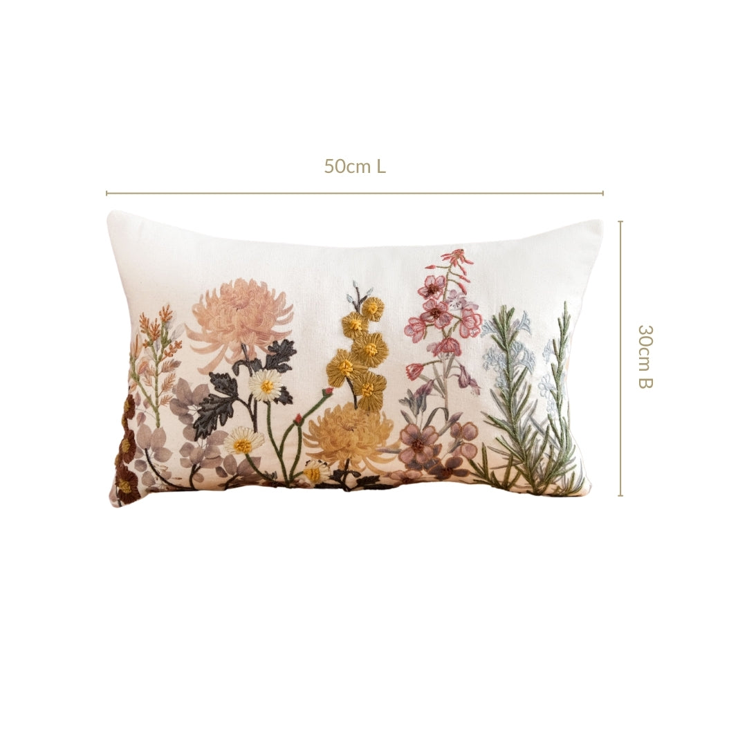 Hand Embroidered Botanica Cotton Cushion Cover 50x30cm Nestasia