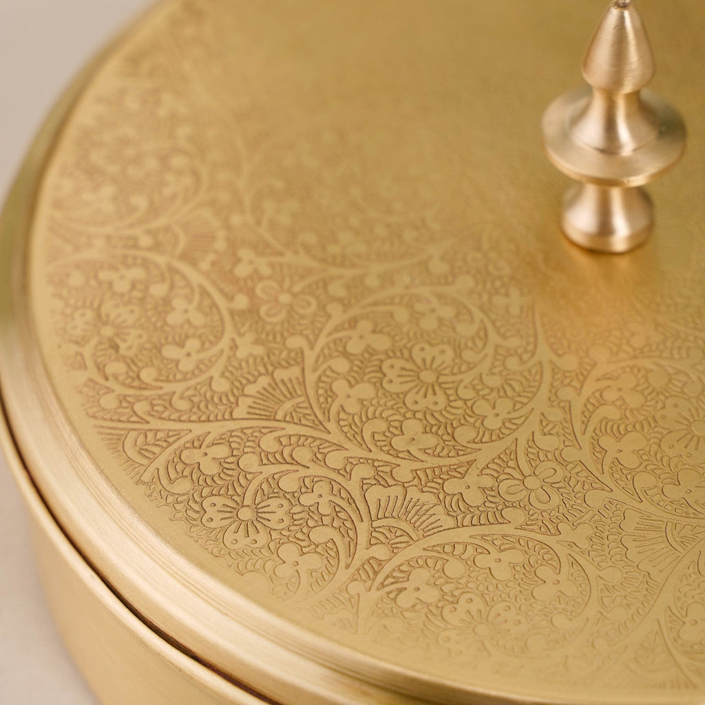 Embossed Pure Brass Airtight Masala Box Set With Gift Box Nestasia