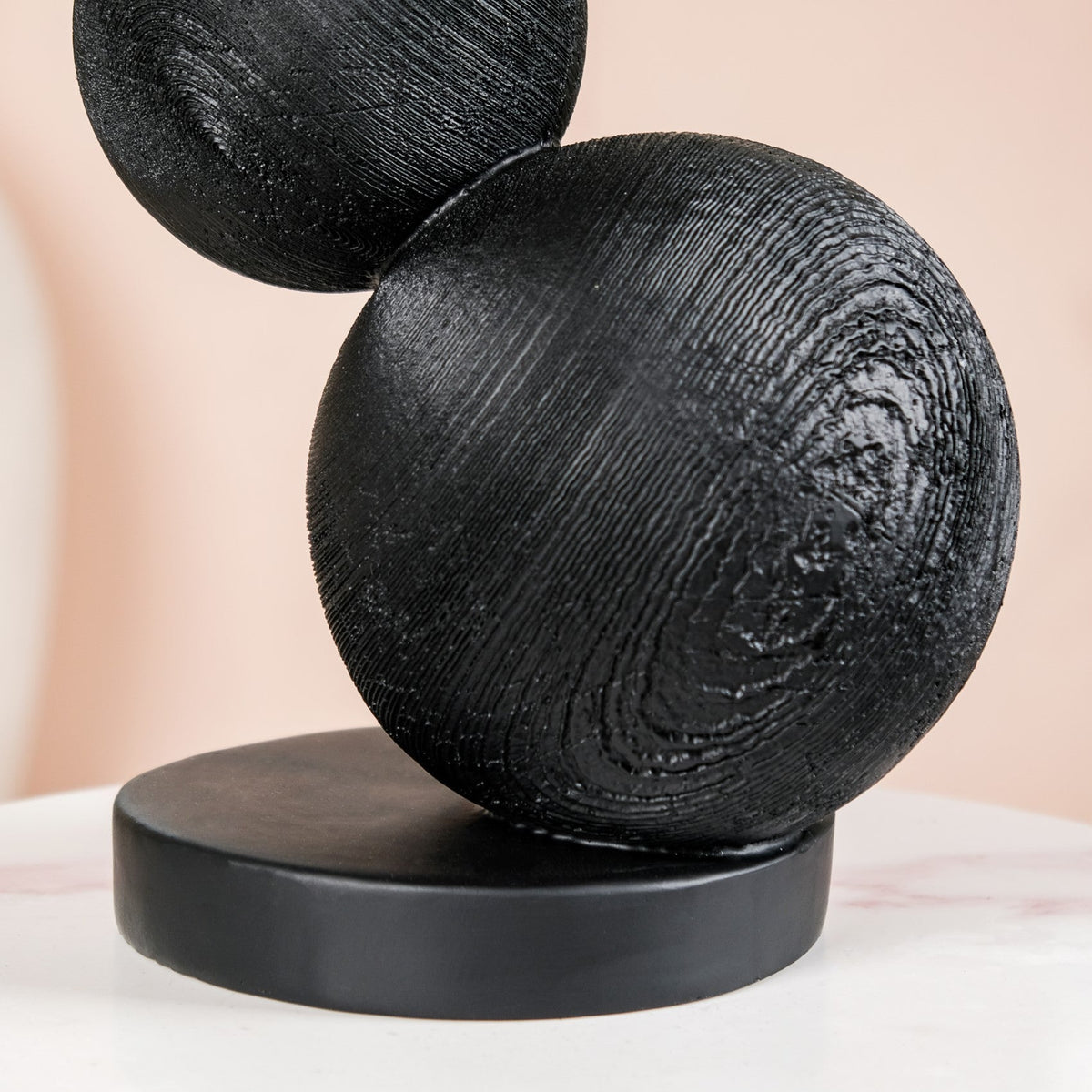 Stacked Modern Sphere Sculpture Black And Gold Nestasia