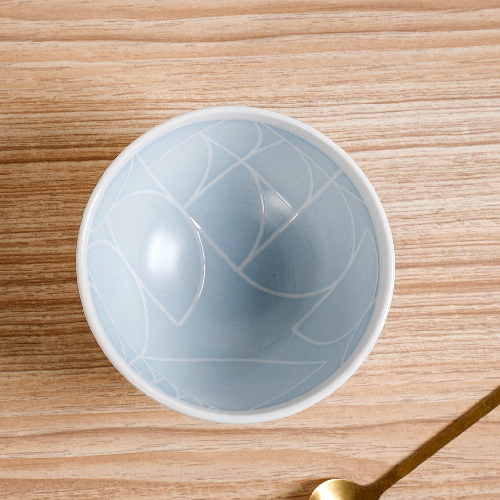 Monvia Art Deco Printed Snack Bowl Set Of 4 Blue 325ml Nestasia