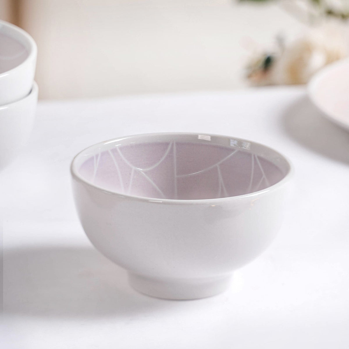 Monvia Modern Art Deco Light Mauve Small Bowl Set Of 4 325ml Nestasia