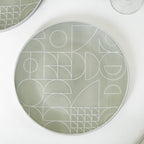 Monvia Geometric Pattern Dinner Plate Set Of 4 Mint 10 Inch Nestasia
