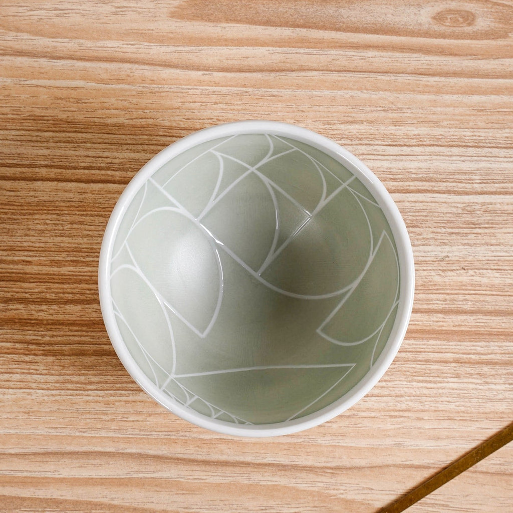 Monvia Geometric Pattern Ceramic Bowl Set Of 4 Mint 325ml Nestasia