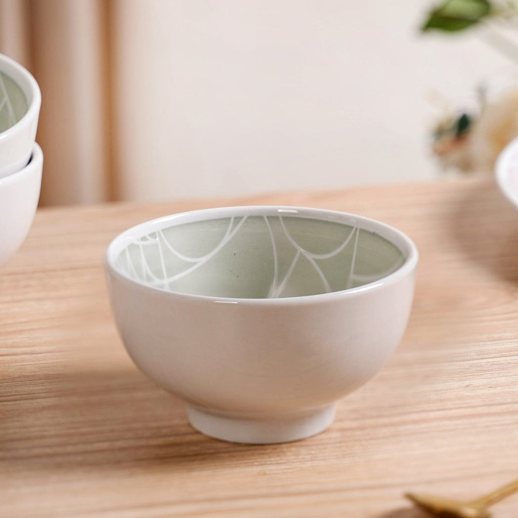 Monvia Geometric Pattern Ceramic Bowl Set Of 4 Mint 325ml Nestasia