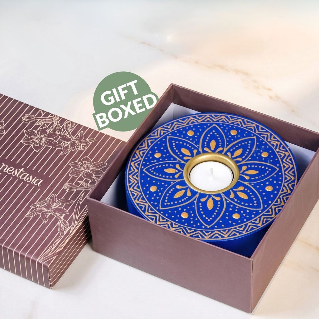 Azure Mandala Tealight Candle Holder Set Of 2 Nestasia