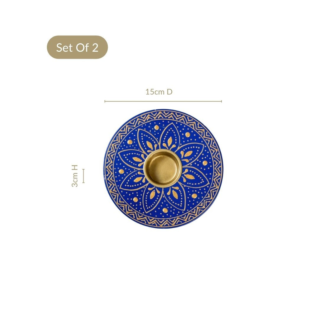 Azure Mandala Tealight Candle Holder Set Of 2 Nestasia