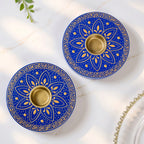 Azure Mandala Tealight Candle Holder Set Of 2 Nestasia