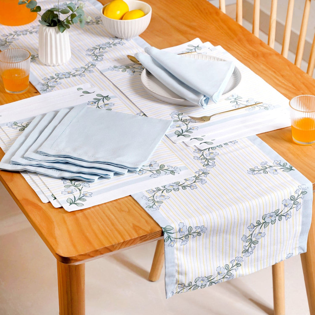 Azzurro Classic Table Place Mat, Runner and Napkin Set Nestasia