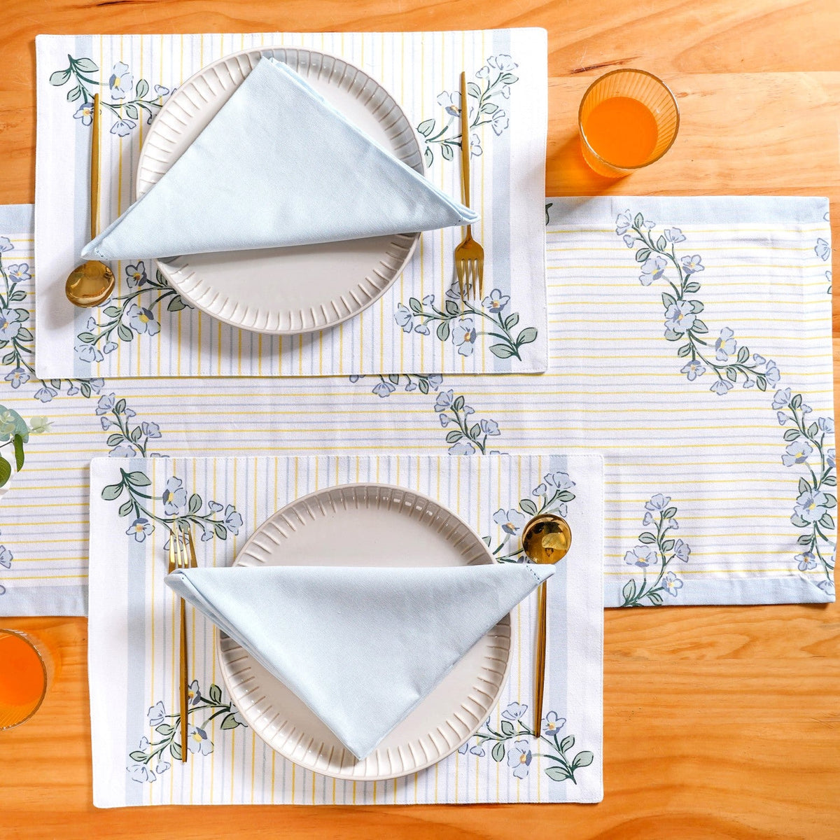 Azzurro Classic Table Place Mat, Runner and Napkin Set Nestasia