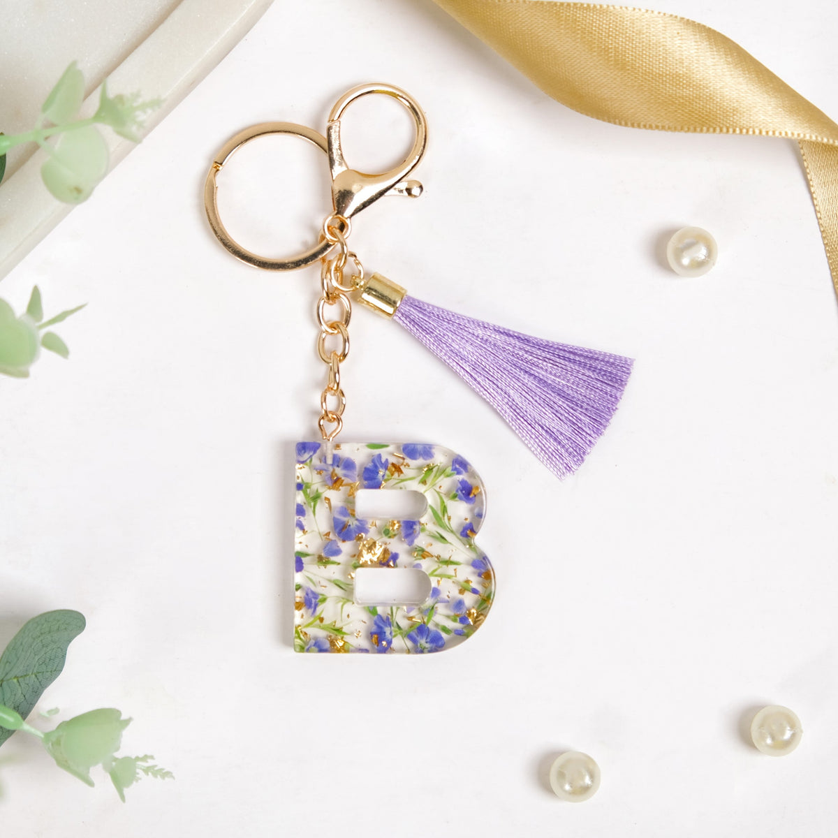 Blooming Beauty Pressed Flower B Keyring Nestasia
