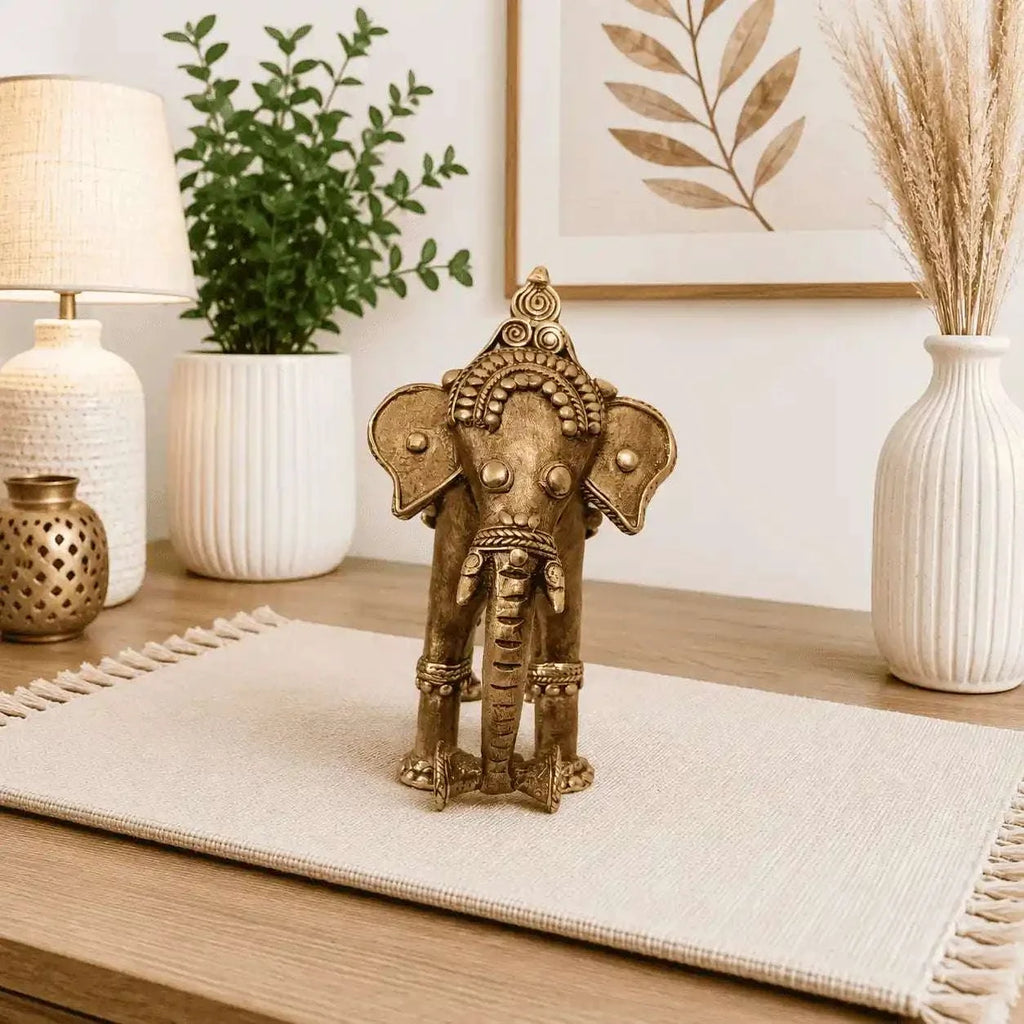 Brass Handcrafted Dhokra Elephant statue Vedansh Craft