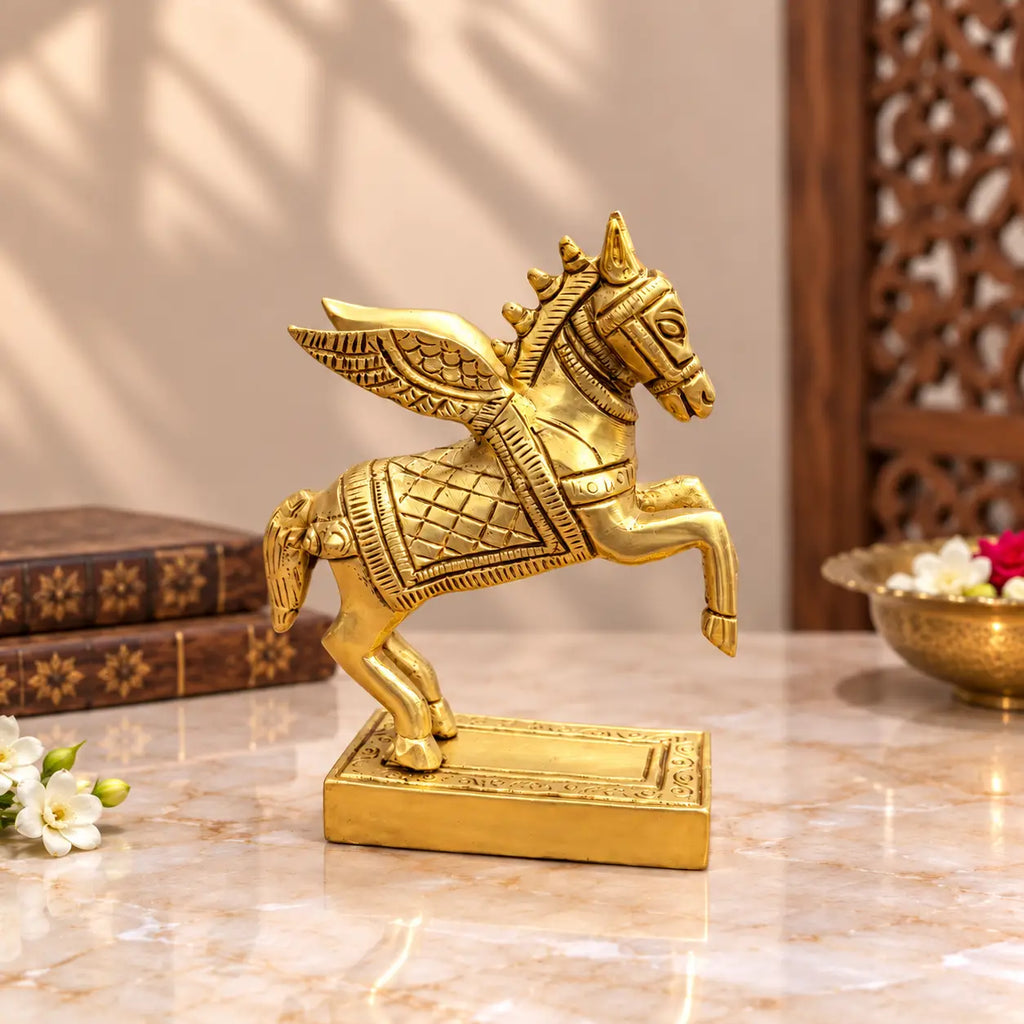 Brass Flying Horse Statue (4.3 Inch) Vedansh Craft
