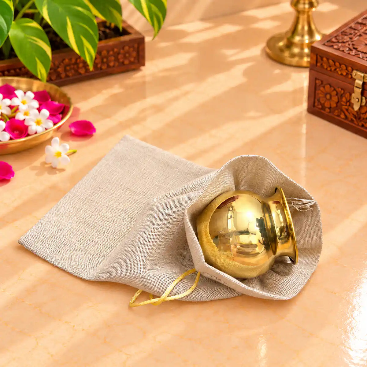 Brass Pooja Potli Gift Hamper: Bulk Corporate Gifting Vedansh Craft