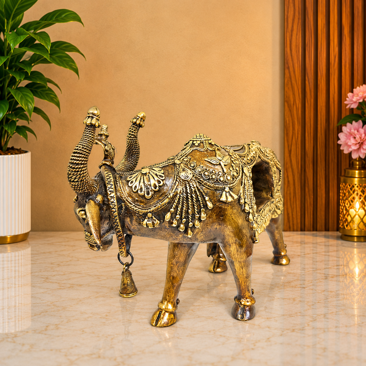 Brass Handcrafted Dhokra Nandi Idol With Inside Shivling (9.7 Inch) Vedansh Craft