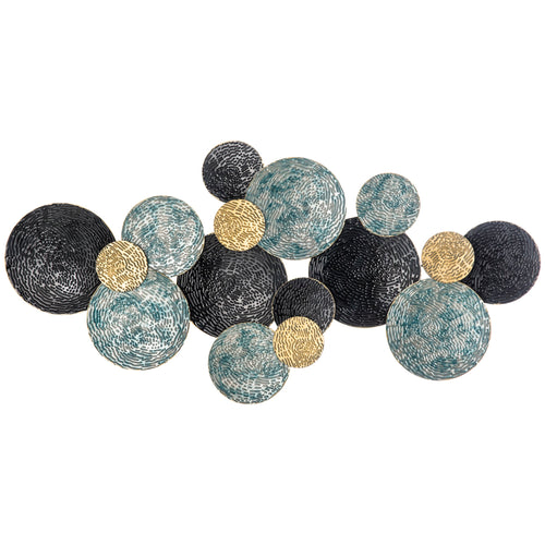 3D Metal Wall Art Modern Circle Hanging Wall Sculptures Home Decor For Living Room Bedroom Dining Room, Blue Black Gold kafalo