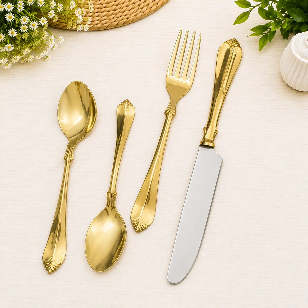 Brass Cutlery Set (Set Of 5) Vedansh Craft