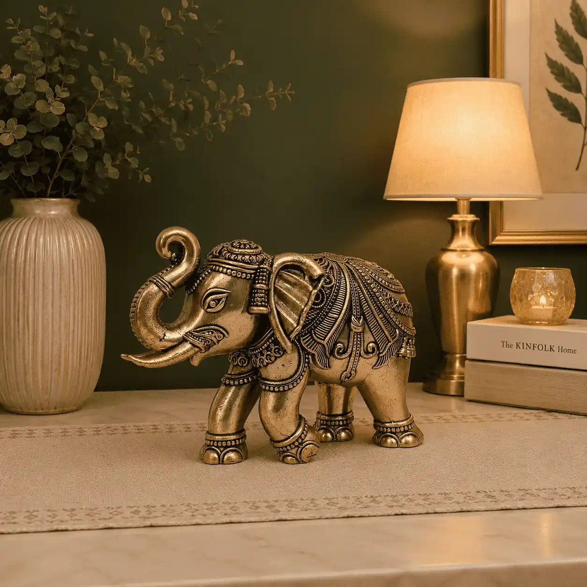 Brass Superfine Elephant Lightweight Statue Pair Vedansh Craft