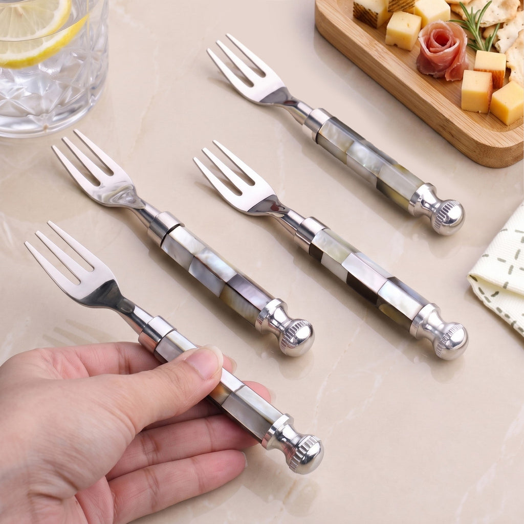 Mosaic Mother Of Pearl Cocktail Fork Set Of 4 Nestasia