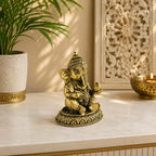 Brass Lightweight Right Trunk Sitting Ganesha Idol Vedansh Craft