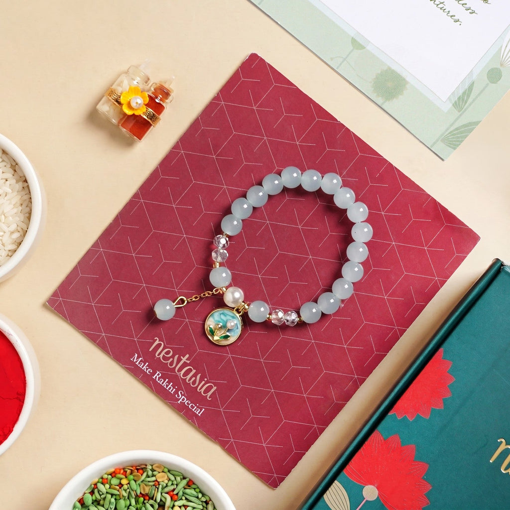 Baby Blue Bracelet Rakhi Gift Set Nestasia