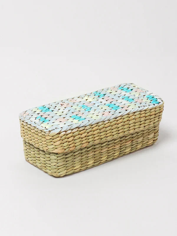 Rustic Long Seagrass Organizer Box for Desk & Wardrobe Essentials