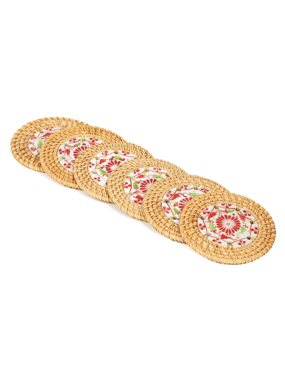 Handwoven Rattan Coasters Set for Tabletop, Dining, and Drink Protection
