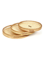Natural Bamboo Set of 3 Tray for Gifting, Serving, and Multipurpose Use
