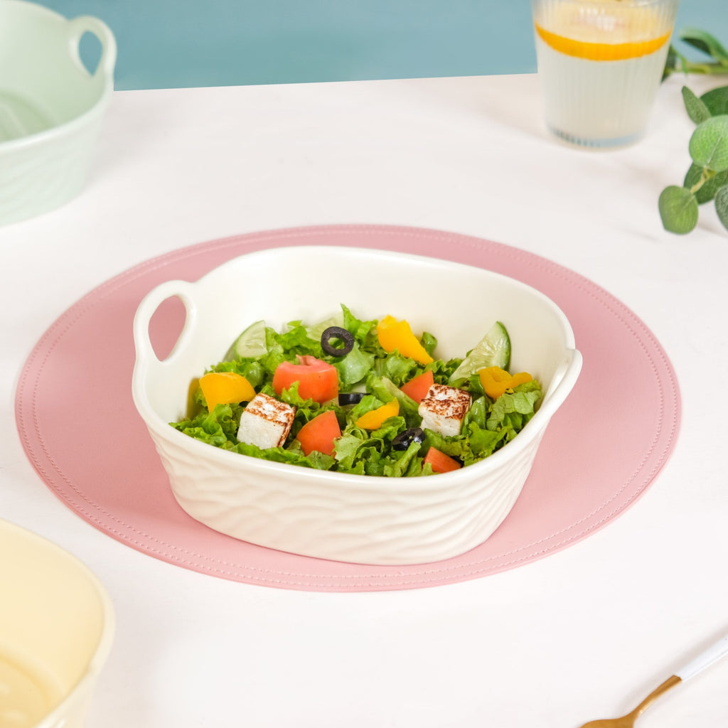 Ceramic Serving Bowl With Double Handle White 800 ml Nestasia