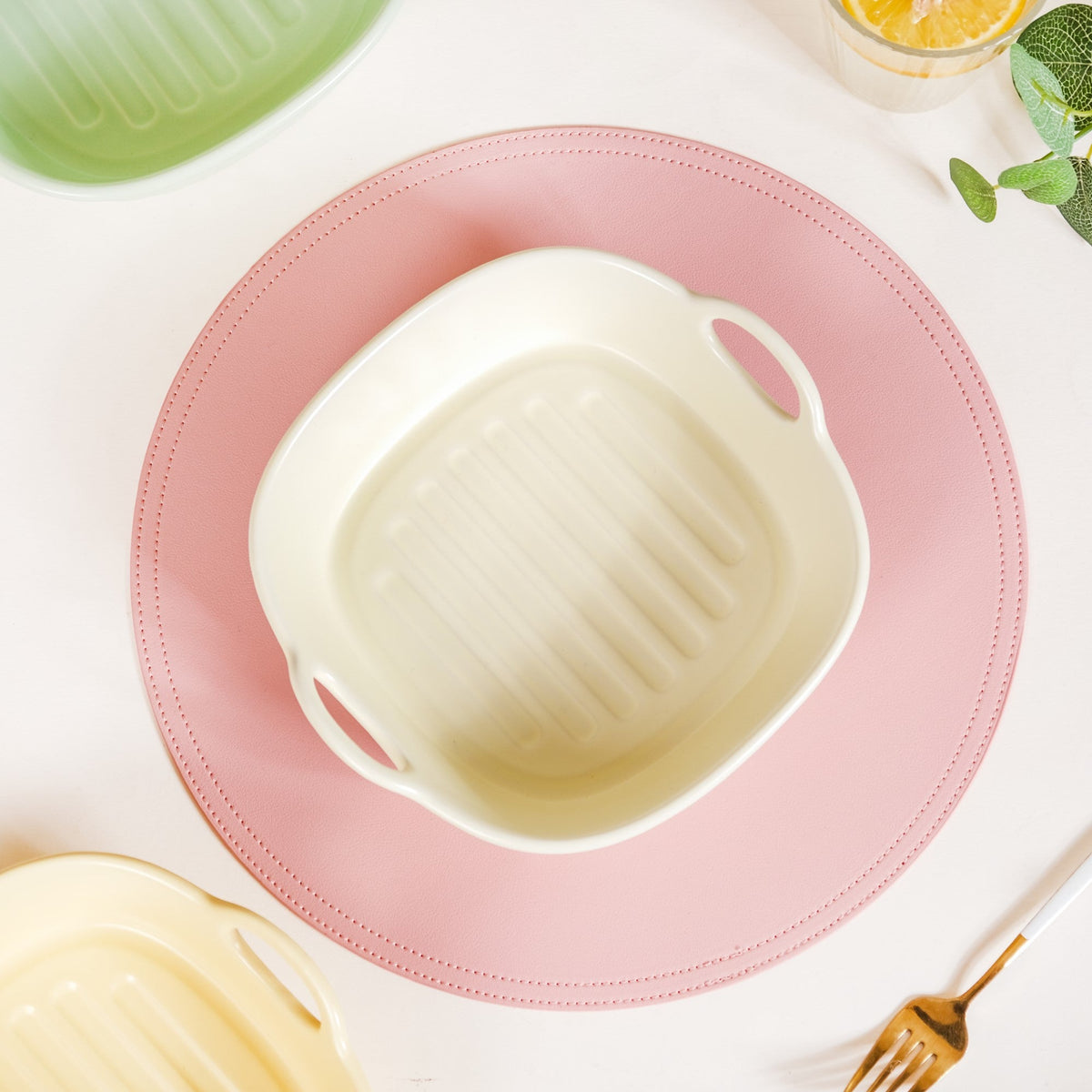 Ceramic Serving Bowl With Double Handle White 800 ml Nestasia