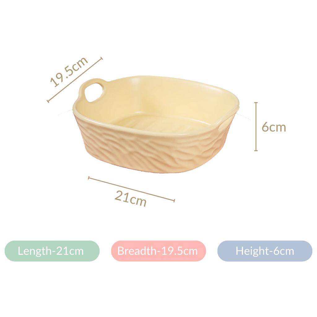 Pastel Baking Serving Bowl With Handle Yellow 800 ml Nestasia
